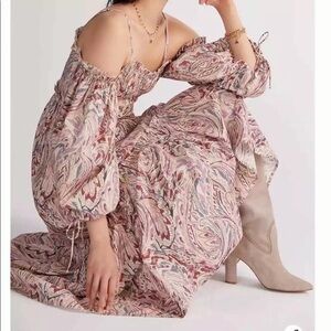 House of Harlow 1960 x Anthropologie Teresa Purple Puff Sleeve Dress size Small